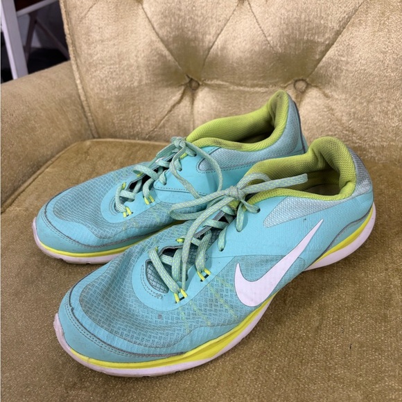 Nike Womens Flex Trainer 5 Teal and Lime Green Running Sneakers Size 10 - Picture 3 of 6